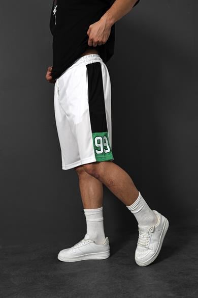 Erkek Beyaz Baskılı Forma Şort