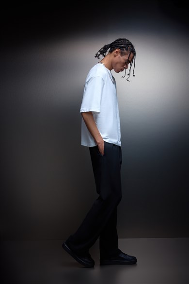 Erkek Beyaz Boxy Fit Basic Tshirt