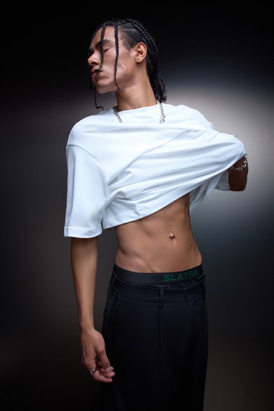 Erkek Beyaz Boxy Fit Basic Tshirt