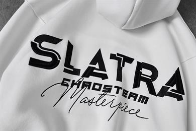 Erkek Beyaz Chaos Team Nakışlı Kapüşonlu Oversize Sweatshirt