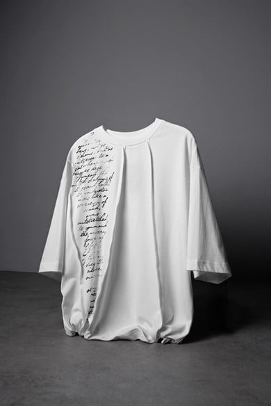 Erkek Beyaz Conductor Baskılı Parçalı Oversize Tshirt