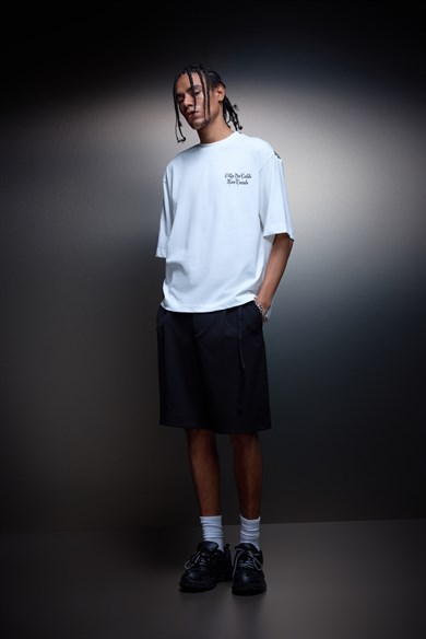 Erkek Beyaz Confiado Baskılı Box Fit Tshirt