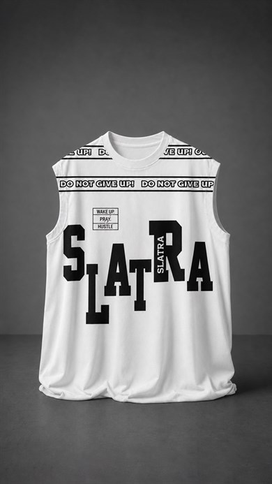 Erkek Beyaz Fuck Average Sıfır Kol Oversize Atlet
