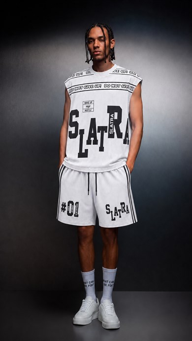 Erkek Beyaz Fuck Average Sıfır Kol Oversize Atlet