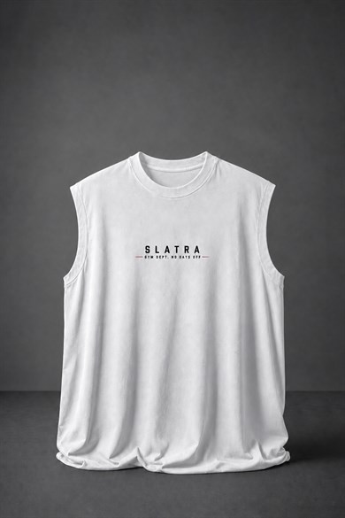 Erkek Beyaz Hipnotize Sıfır Kol Oversize Atlet