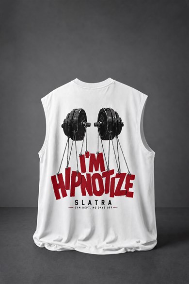 Erkek Beyaz Hipnotize Sıfır Kol Oversize Atlet