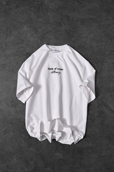 Erkek Beyaz Memory Lego Kabartma Baskılı Oversize Tshirt