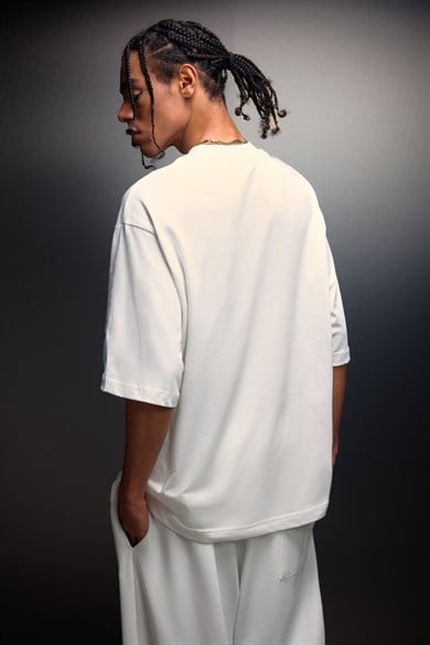 Erkek Beyaz Oversize Basic Tshirt