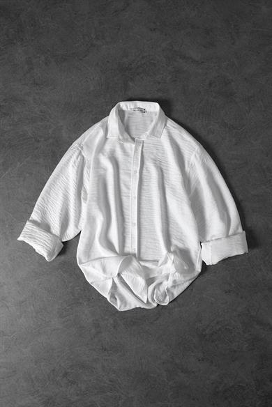 Erkek Beyaz Oversize Sofia İnce Keten Gömlek