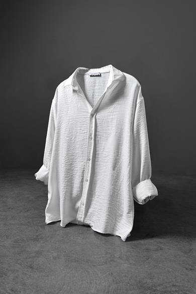 Erkek Beyaz Oversize Sofia İnce Keten Gömlek