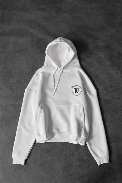 Erkek Beyaz Playing As Ten Baskılı Oversize Kapüşonlu Sweatshirt