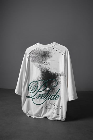 Erkek Beyaz Prelude Baskılı Oversize Tshirt