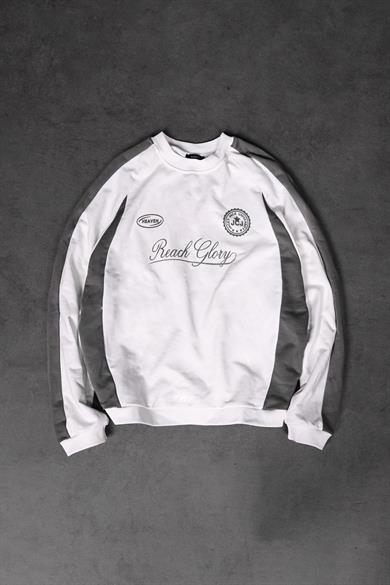 Erkek Beyaz Reach Baskılı Oversize Sweatshirt