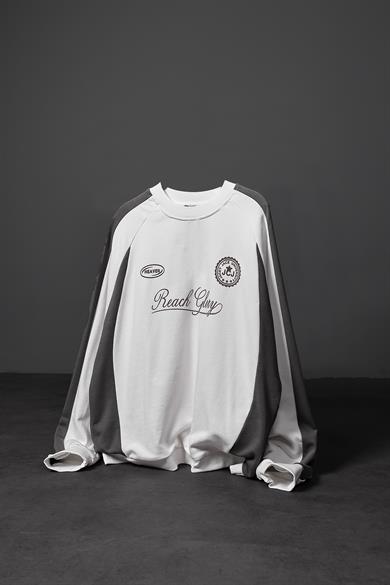 Erkek Beyaz Reach Baskılı Oversize Sweatshirt