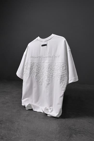 Erkek Beyaz Reconnaissance Nakışlı Oversize Tshirt