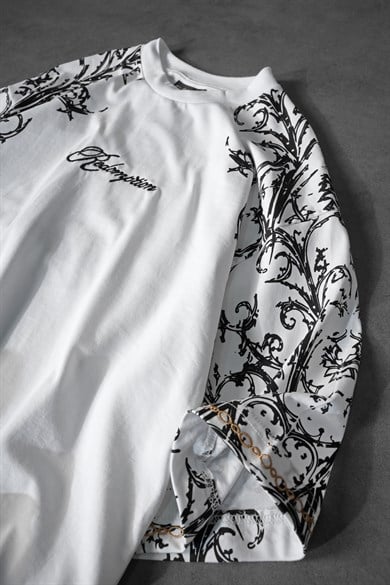 Erkek Beyaz Redemption Patchli Baskılı Oversize Tshirt