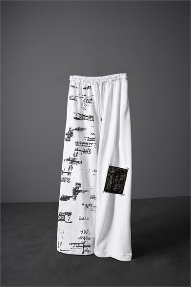 Erkek Beyaz Semantic Decay Baggy Eşofman