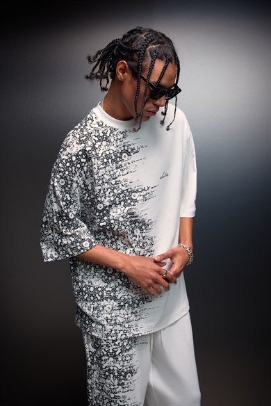 Erkek Beyaz Side Effect Oversize Tshirt