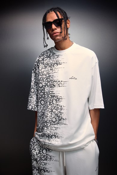 Erkek Beyaz Side Effect Oversize Tshirt