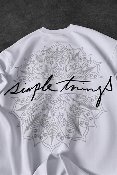 Erkek Beyaz Simple Things Nakışlı Oversize Tshirt