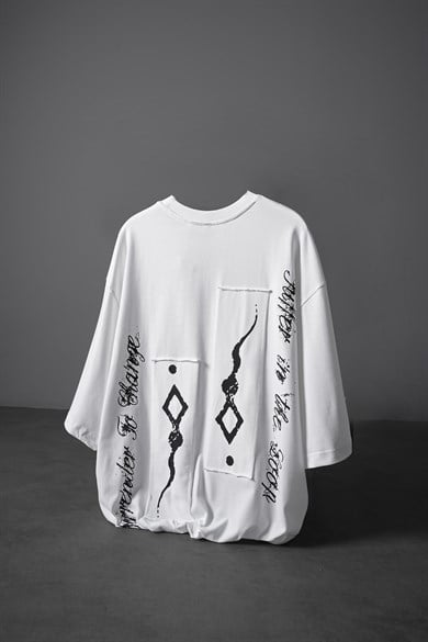 Erkek Beyaz Suffer Patch Oversize Tshirt