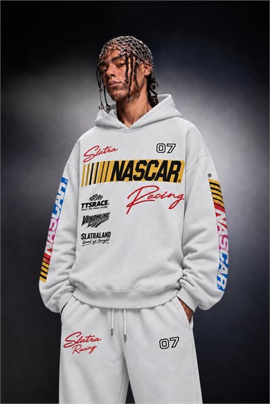 Erkek Beyaz Venomline Oversize Hoodie