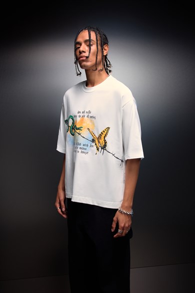 Erkek Beyaz Versus Box Fit Tshirt