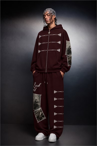 Erkek Bordo Knight Baggy Eşofman