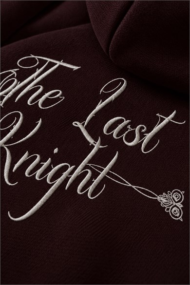 Erkek Bordo Knight Oversize Full Zip Hoodie