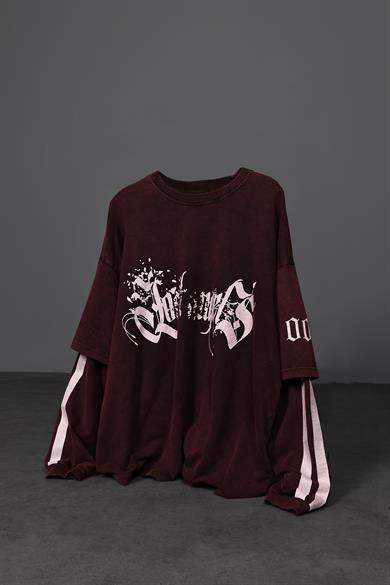Erkek Bordo Lord Angels Oversize Sweatshirt