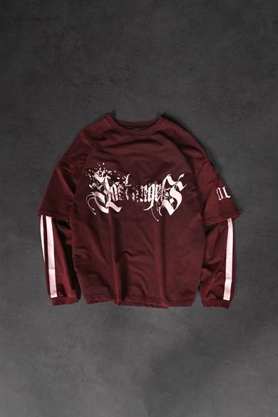 Erkek Bordo Lord Angels Oversize Sweatshirt