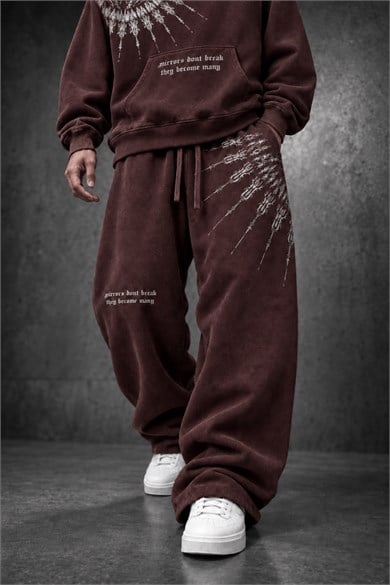 Erkek Bordo Mantra Özel Yıkamalı Baggy Eşofman