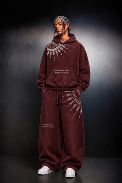 Erkek Bordo Mantra Özel Yıkamalı Baggy Eşofman
