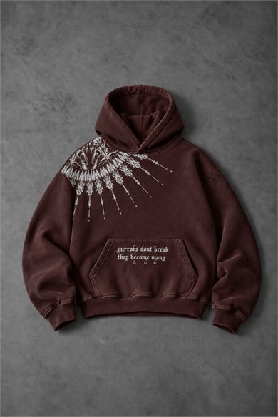 Erkek Bordo Mantra Özel Yıkamalı Oversize Hoodie