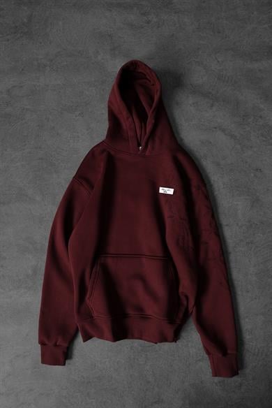 Erkek Bordo Palm Nakışlı Oversize Kapüşonlu Sweatshirt