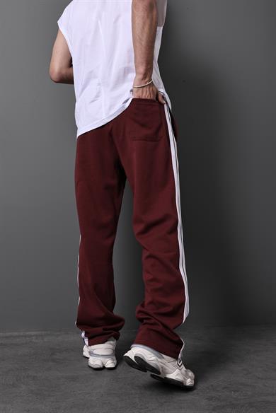 Erkek Bordo Şeritli Baggy Kalıp Eşofman