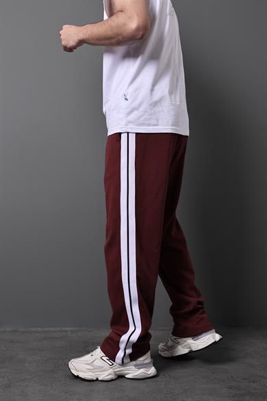 Erkek Bordo Şeritli Baggy Kalıp Eşofman