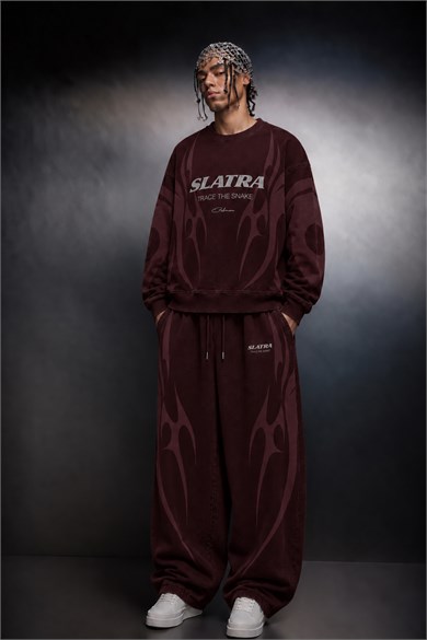 Erkek Bordo Slatang Oversize Sweatshirt