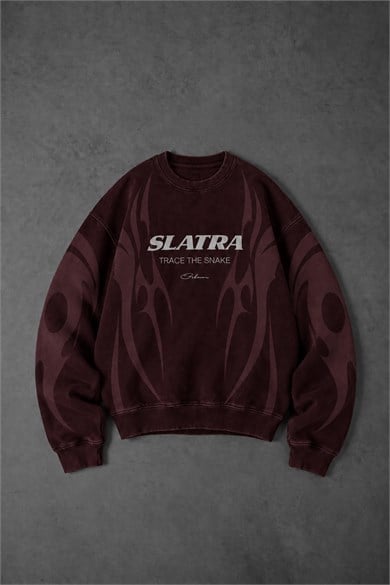 Erkek Bordo Slatang Oversize Sweatshirt
