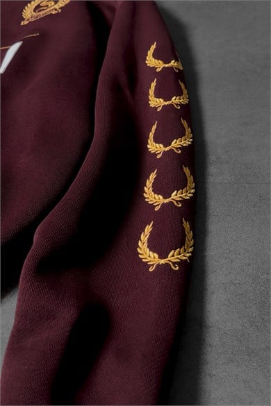 Erkek Bordo Team Racing Oversize Half Zip Sweatshirt