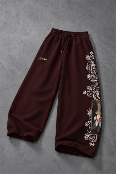 Erkek Bordo Victories Patch Nakışlı Baggy Eşofman