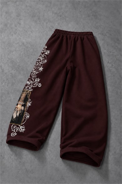 Erkek Bordo Victories Patch Nakışlı Baggy Eşofman