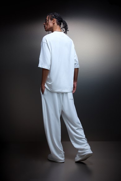 Erkek Ekru Basic Baggy Eşofman