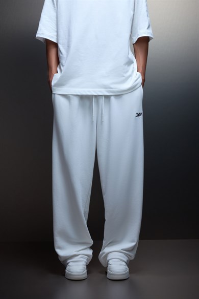 Erkek Ekru Basic Baggy Eşofman