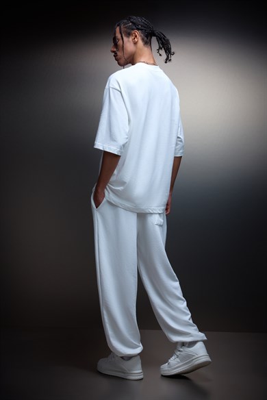 Erkek Ekru Basic Jogger Eşofman