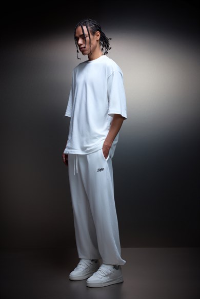 Erkek Ekru Basic Jogger Eşofman