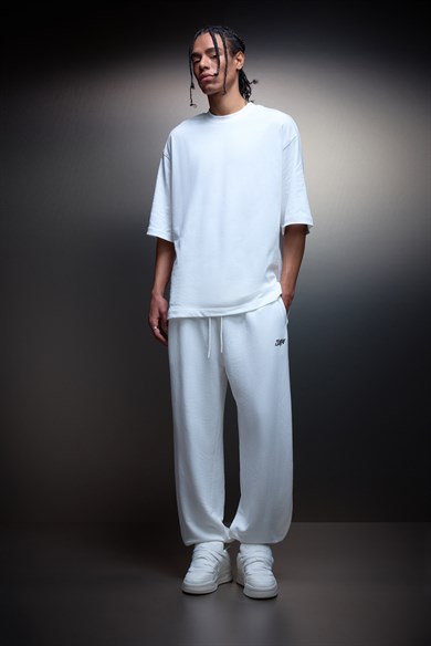 Erkek Ekru Basic Jogger Eşofman
