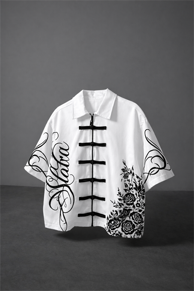 Erkek Ekru İmperial Knot Baskılı Kısa Kol Box Fit Gömlek