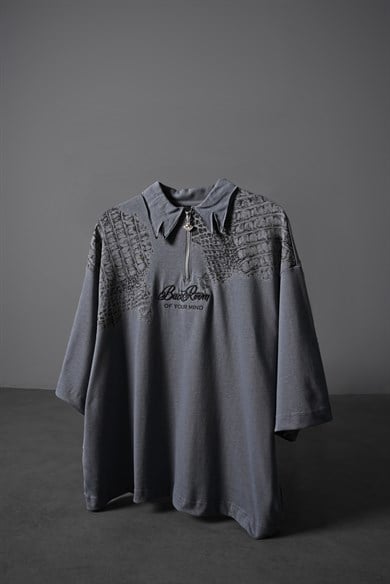Erkek Füme Backroom Box Fit Polo Yaka Tshirt