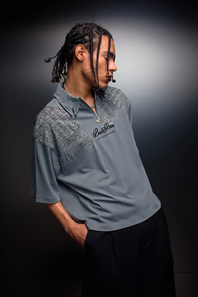Erkek Füme Backroom Box Fit Polo Yaka Tshirt